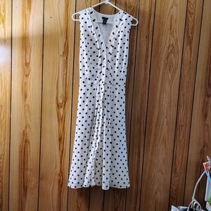 Ann Taylor White and Black Polka Dot Maxi Dress